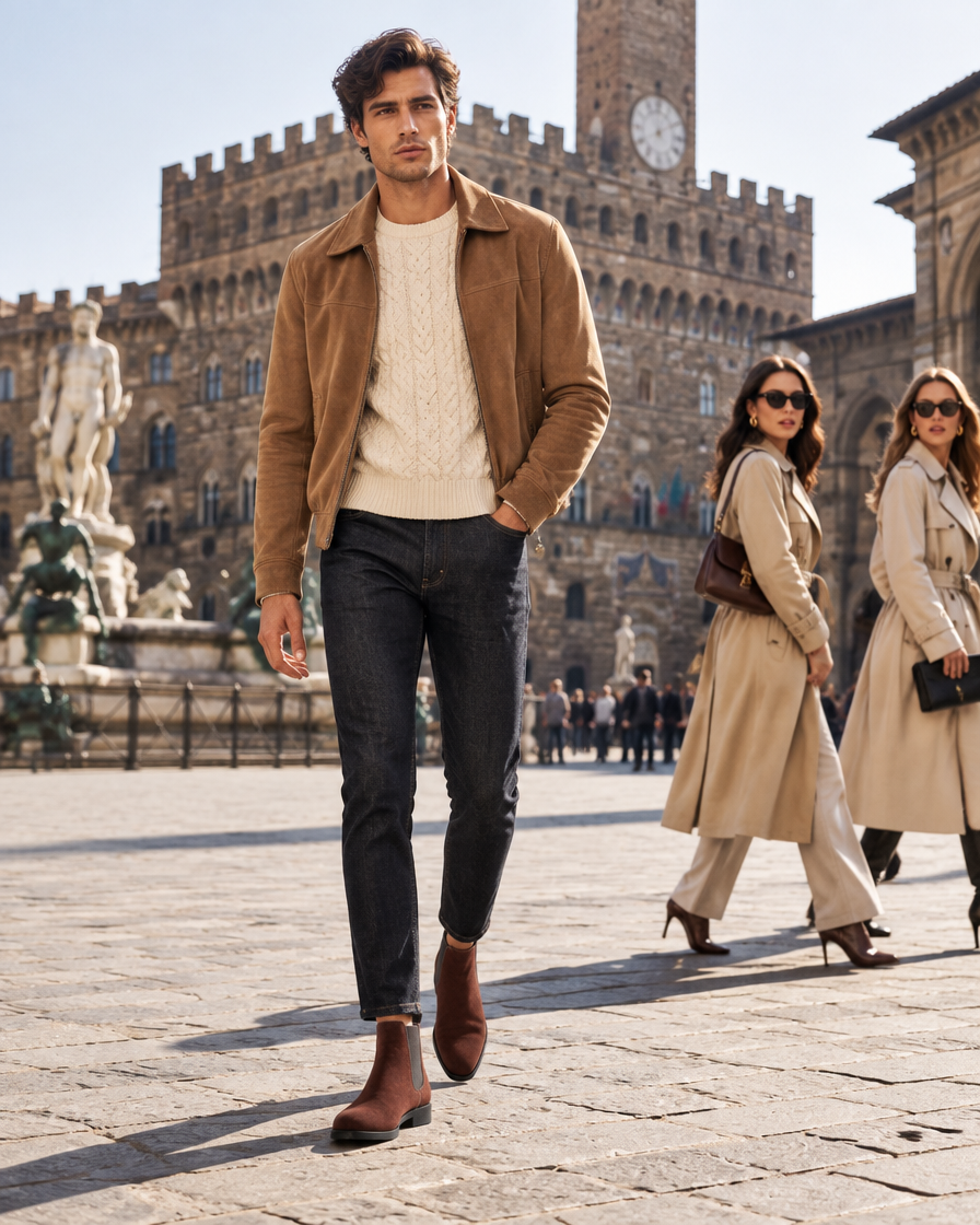 Milano Edizione height increasing boots, worn by a man