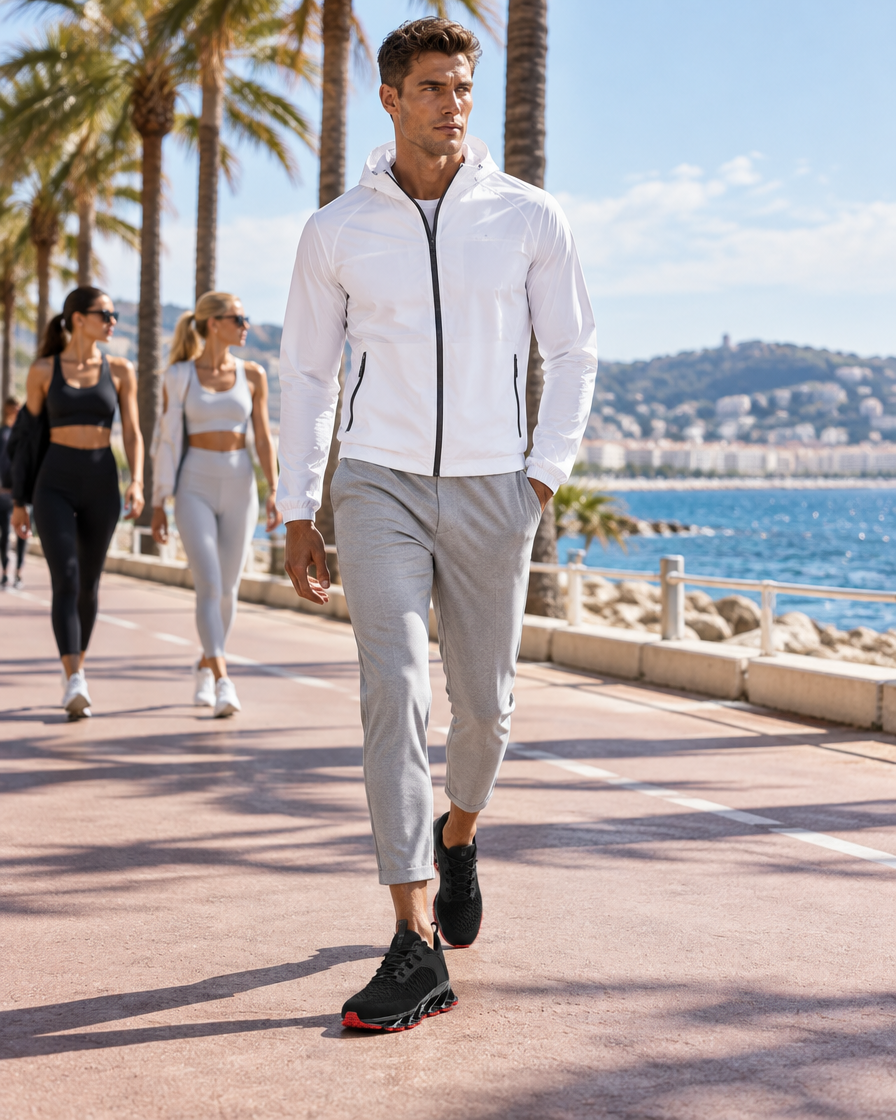 Monterosso height increasing sneakers, worn by a man