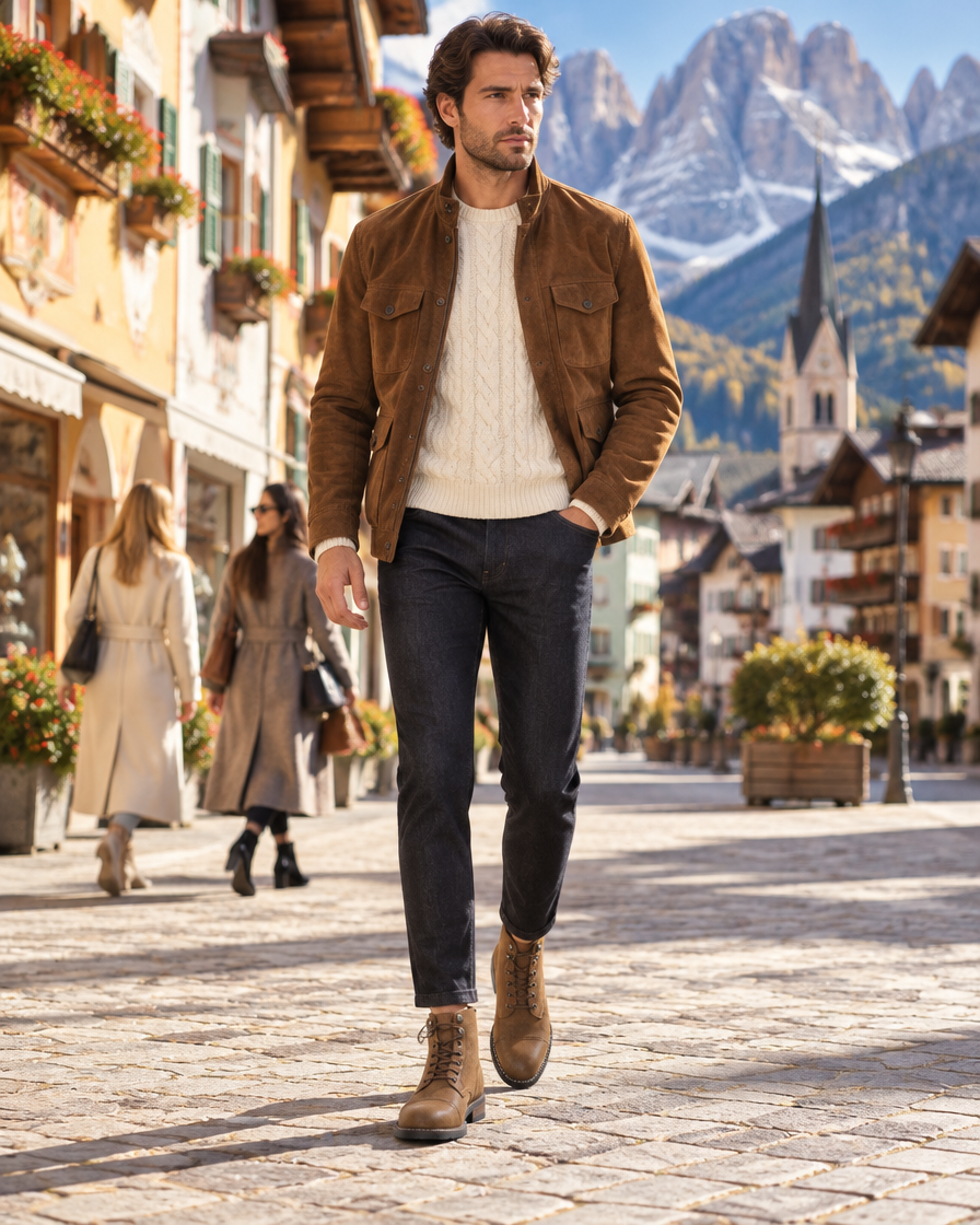 Ortisei height increasing boots, worn by a man