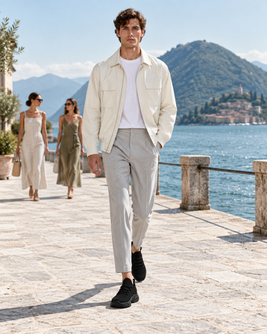 Iseo height increasing sneakers, worn by a man