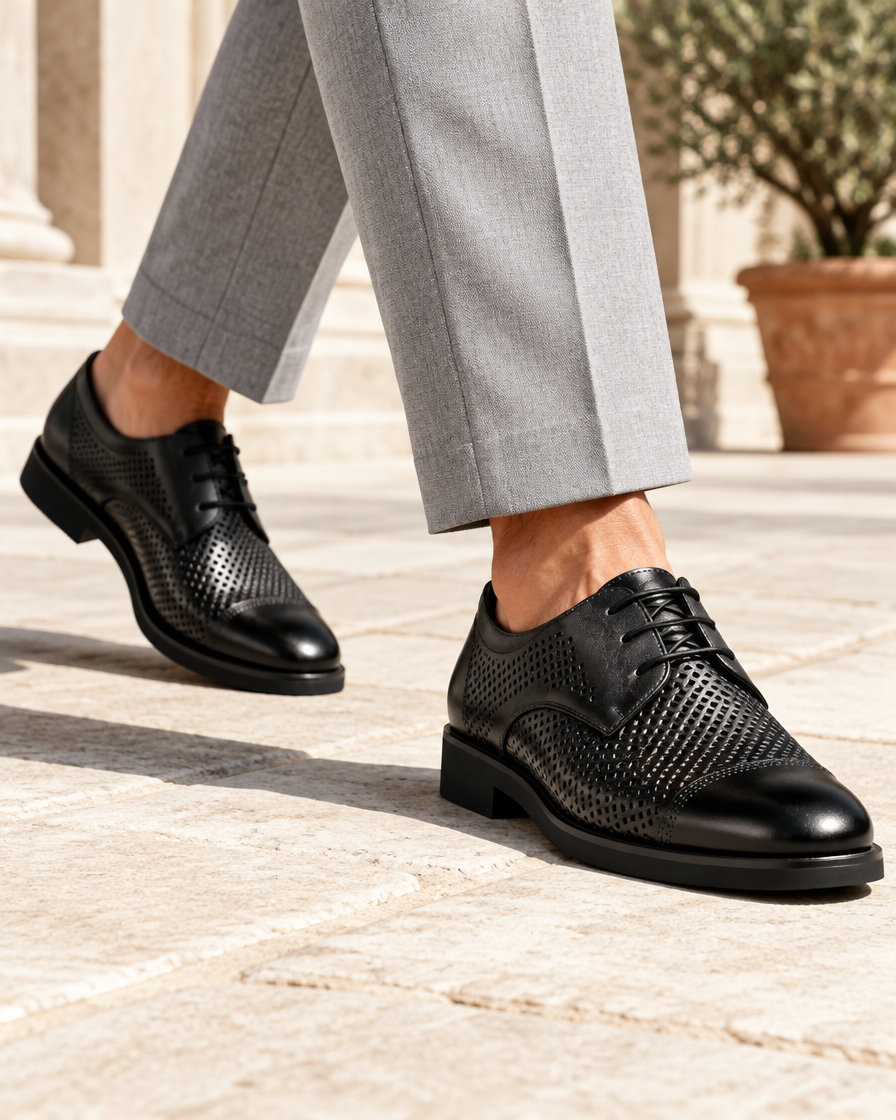 Mantova height increasing dress shoes, close up