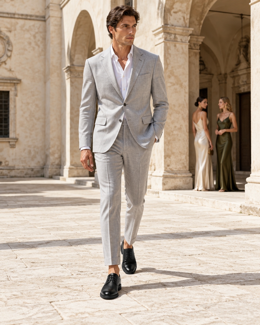 Mantova height increasing dress shoes, worn by a man
