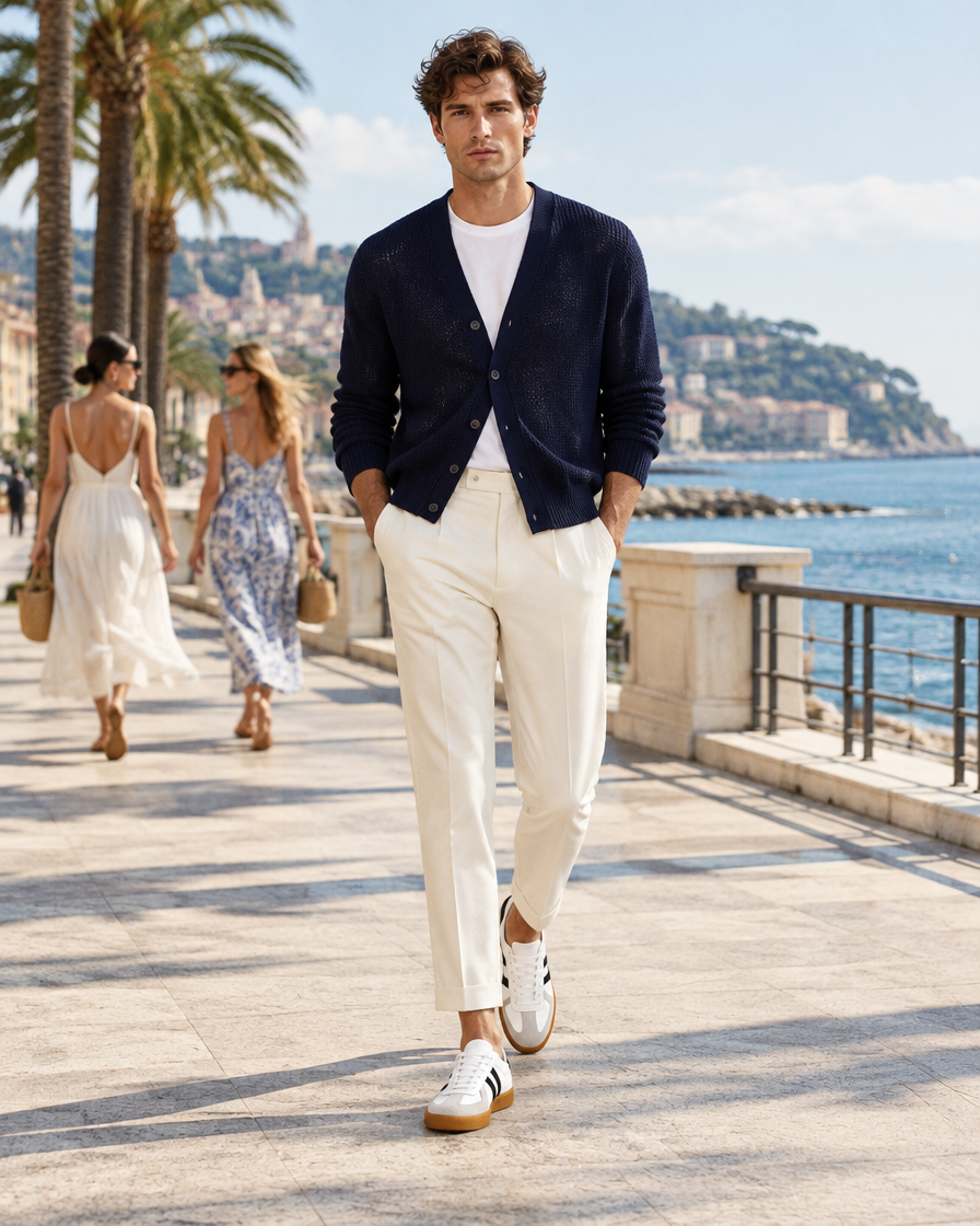 Varazze height increasing sneakers, worn by a man