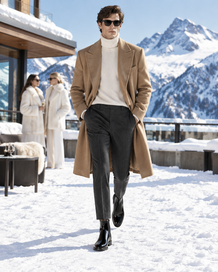 Tonale height increasing boots, worn by a man