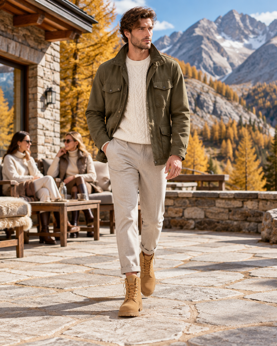 Adamello height increasing boots, worn by a man