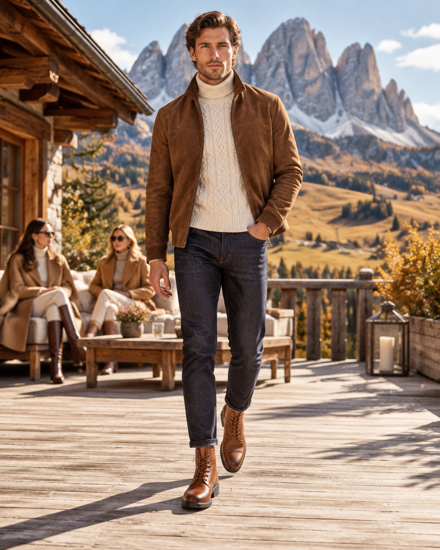 Sassolungo height increasing boots, worn by a man