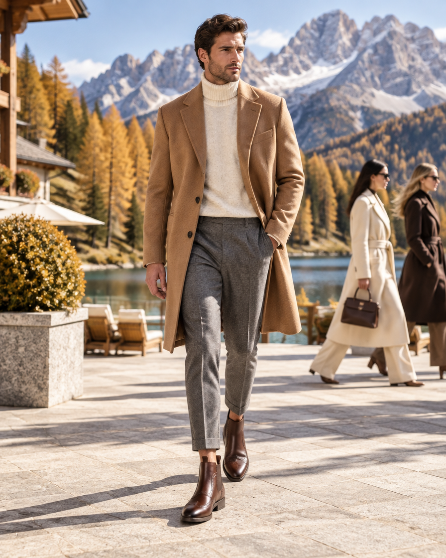 Brenta height increasing boots, worn by a man
