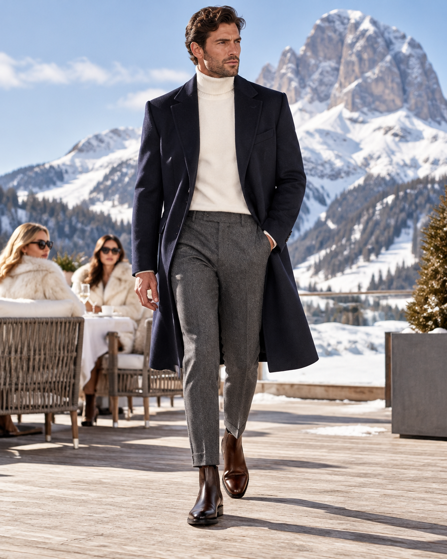 Corvara height increasing boots, worn by a man