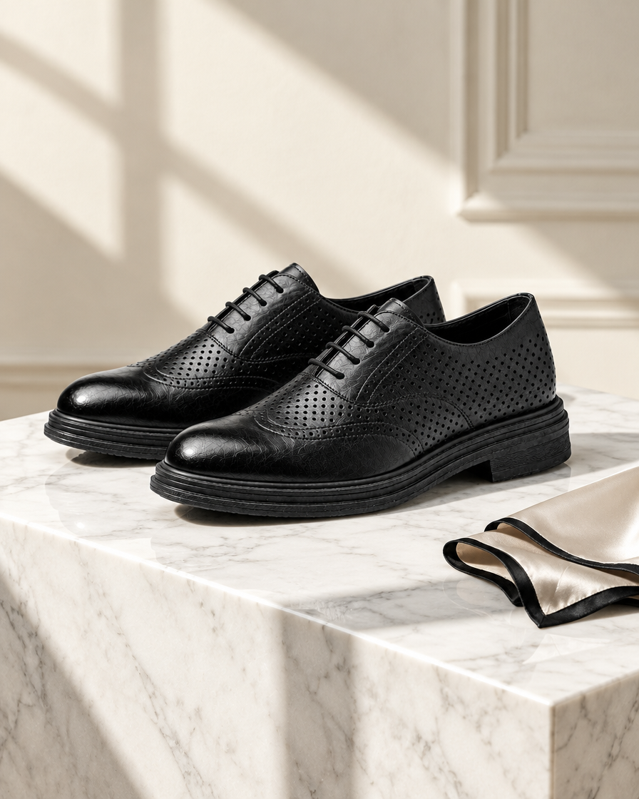 Lucca height increasing dress shoes, still life