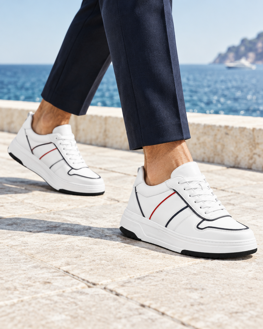 Cefalu height increasing sneakers, close up