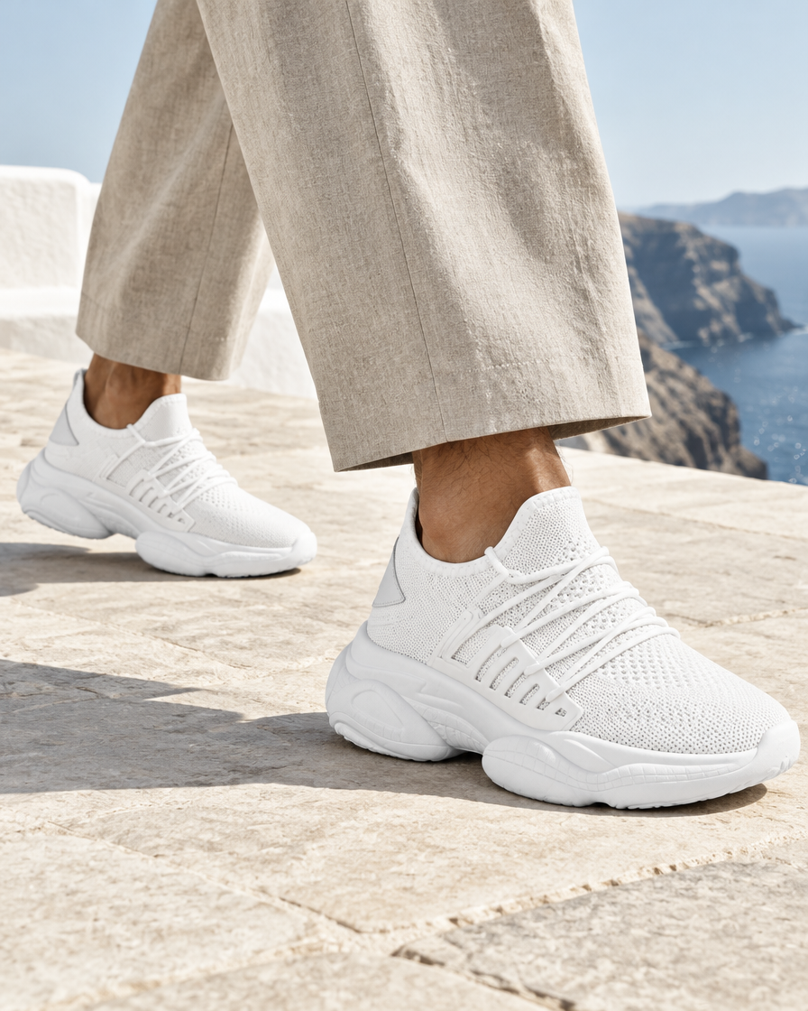 Tropea height increasing sneakers, close up