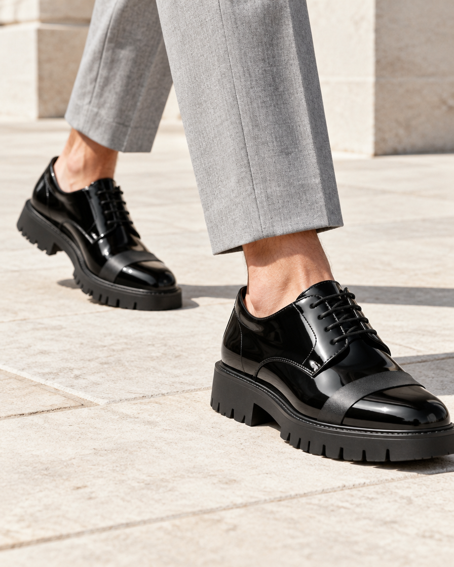 Treviso height increasing dress shoes, close up
