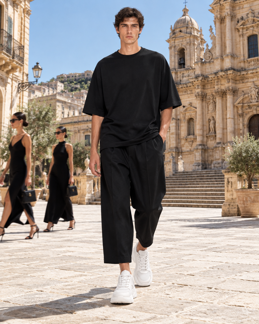 Ragusa height increasing sneakers, worn by a man