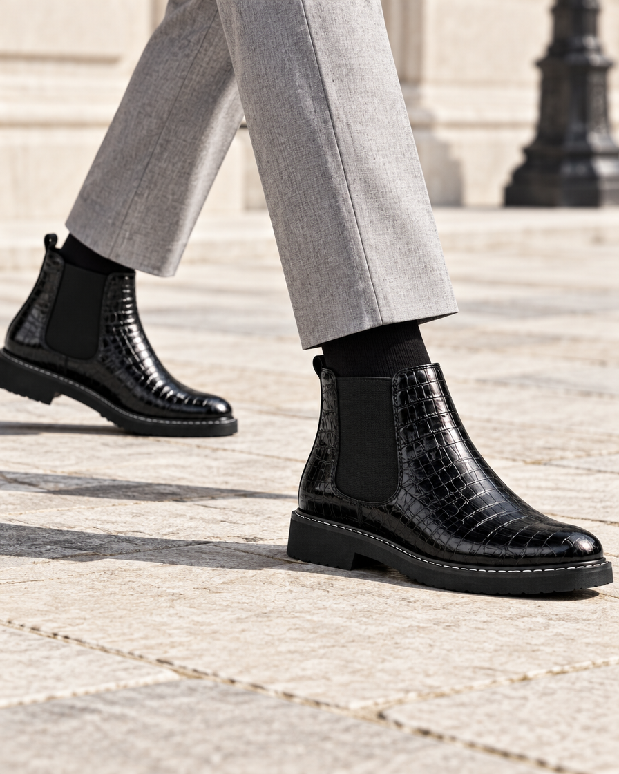 Majella height increasing boots, close up