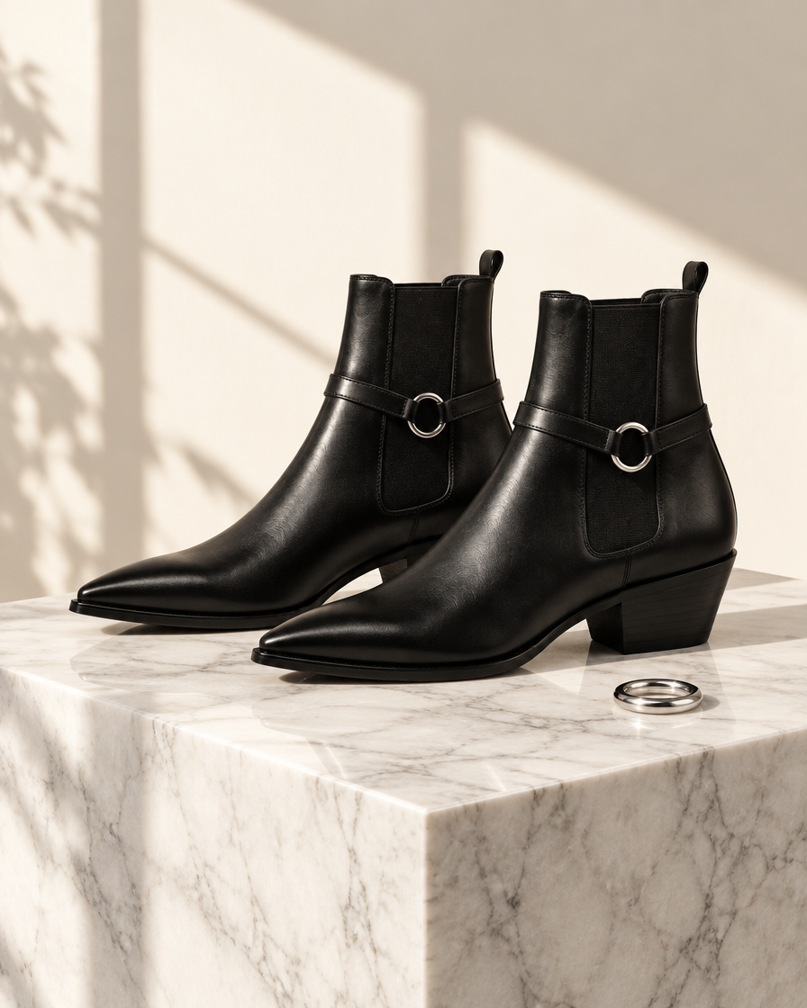 Cortona height increasing boots, still life