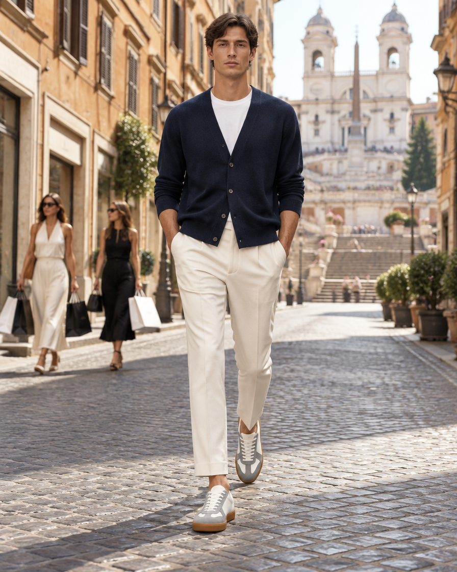 Spoleto height increasing sneakers, worn by a man