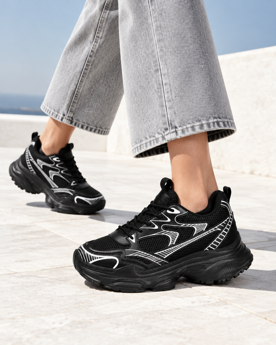 Serafina height increasing women’s sneakers, close up