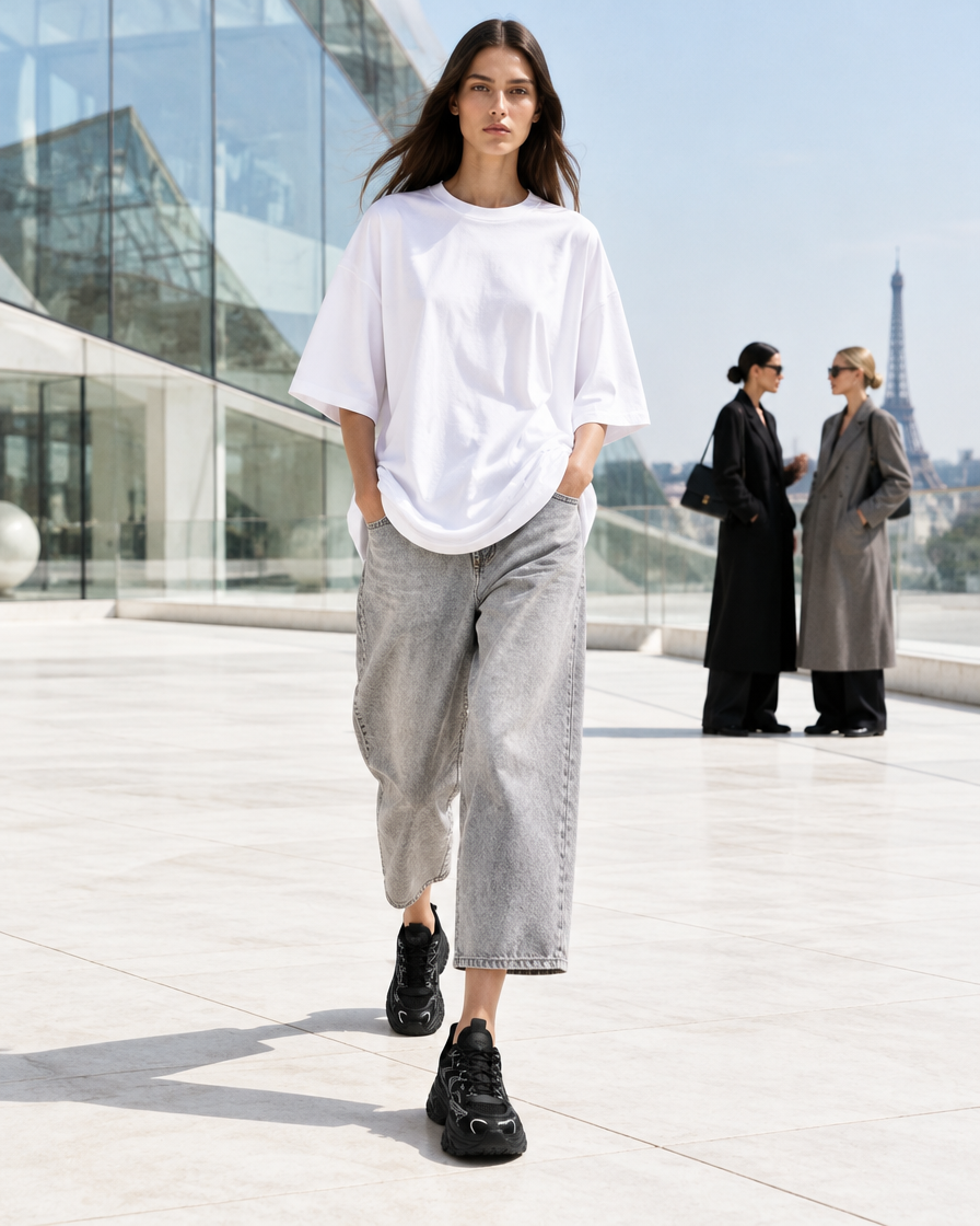 Serafina height increasing women’s sneakers, worn by a woman