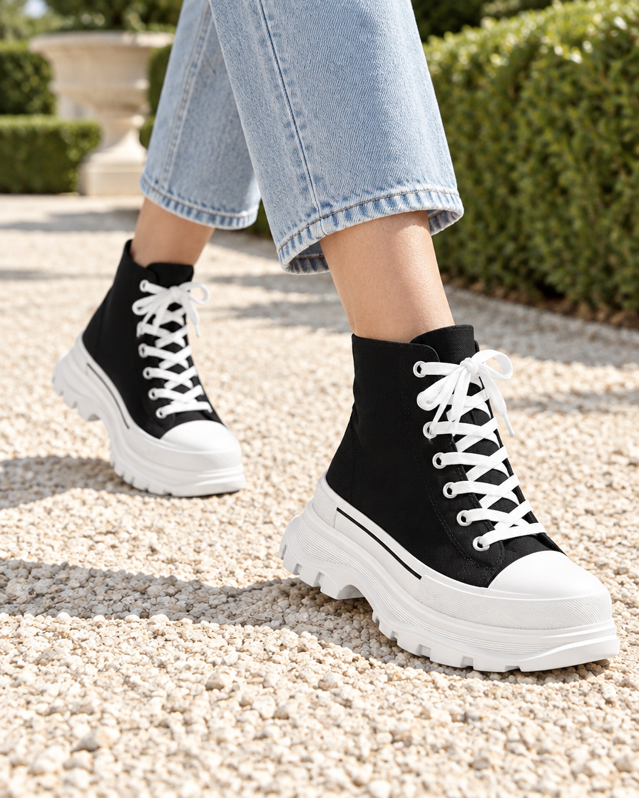 Valentina height increasing women’s high tops, close up