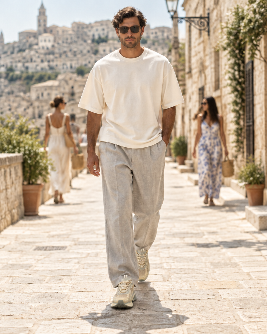 Matera height increasing sneakers, worn by a man